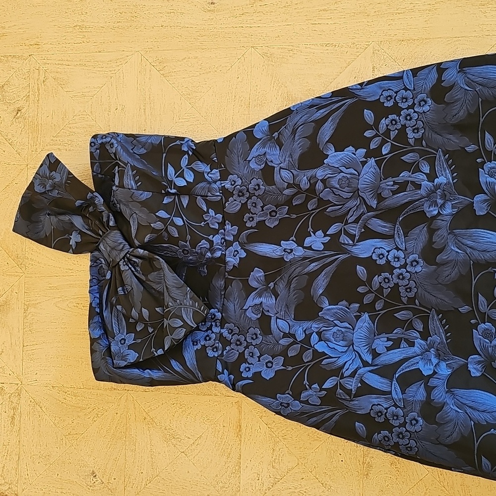 Sugarlips Strapless Black and Blue Floral Dress